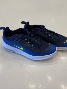 Nike Youth Navy and Royal Blue Air Max with Neon Green Swoosh